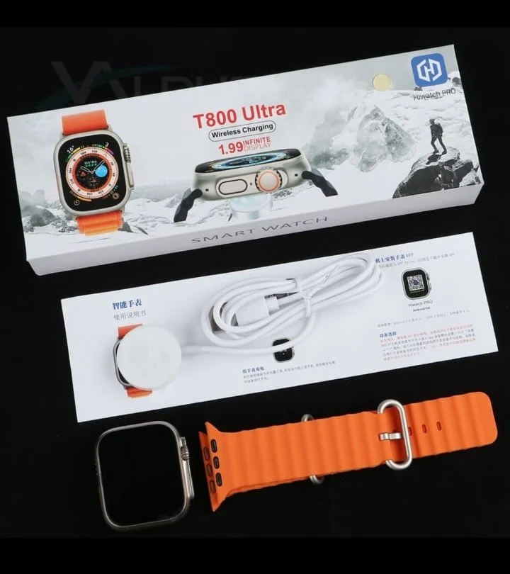 Newest T800 Ultra Smartwatch Series 8 with Wireless Charging- Orange - Nikot